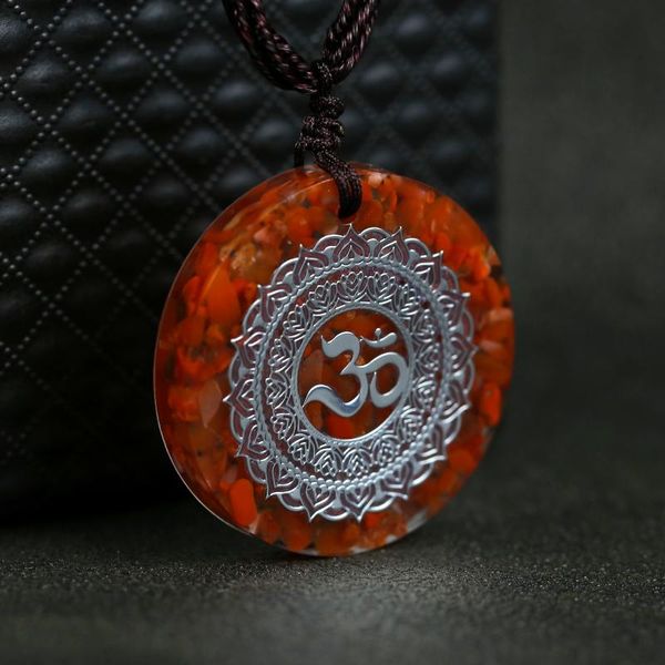

om charm resin pendant wrap braid buddhist jewelry energy necklace drop necklaces, Silver