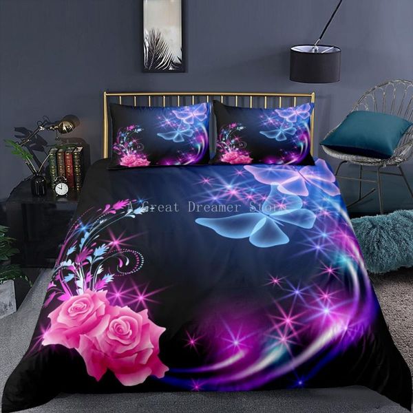 

bedding sets beautiful butterfly flower set purple duvet cover comforter bed linen twin  king single size gift for adults