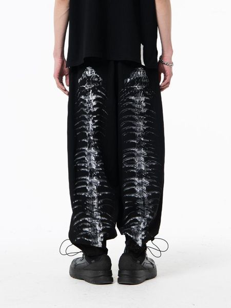 

chrrota print loose pants cotton versatile punk streetwear harajuku japanese style aesthetic men's, Black