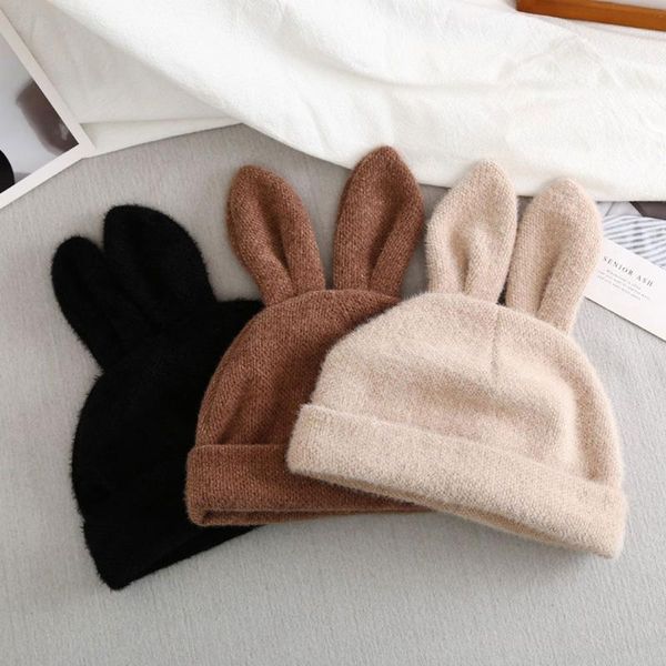 

beanies women draping ears fur bonnet hat ,autumn winter knitted wool hats, warm velvet hats