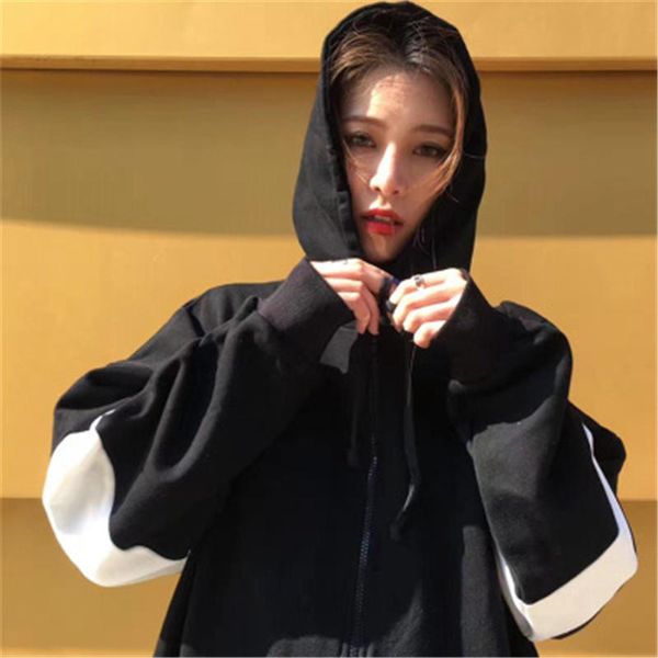 

women's hoodies & sweatshirts 2021 autumn women fashion slim jacket female outwear ladies leisure girl zipper coat, Black