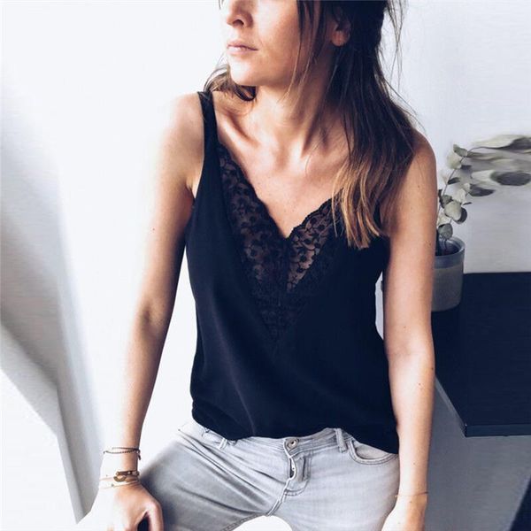 

women's tanks & camis women summer lace sleeveless vest blouse solid casual v neck halter tank camisole ladies backless, White