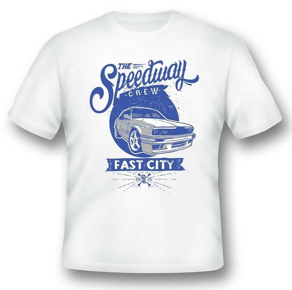 

the speedway crew fast city black or white tee, White;black