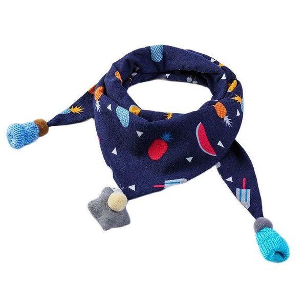 

scarves spring autumn children triangle flowers cartoon print boys girls warm collar kids toddler neck wear scarf, Blue;gray