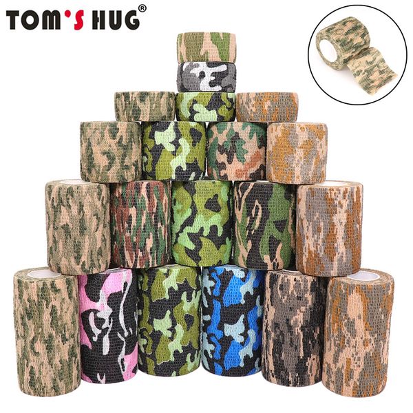 

ankle support 4.5m hunt disguise elasast camouflage elastic wrap tape self adhesive sports protector knee finger arm bandage, Blue;black