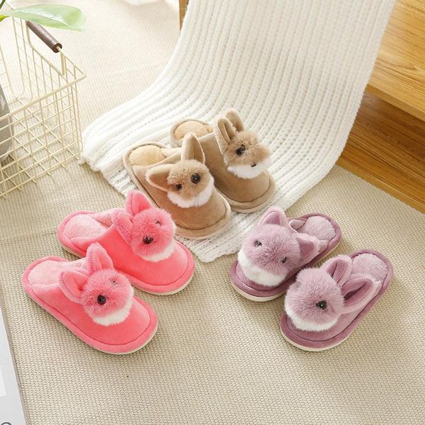 

slipper kids girls slippers winter/autumn boys home shoes children indoor warming fashion velvet cute baby, Black;grey