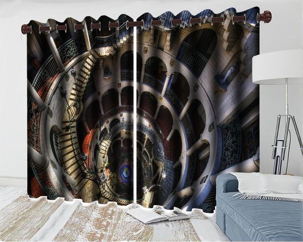 

elegant bedroom 3d curtain mural magnificent european architecture modern beautiuful window & drapes