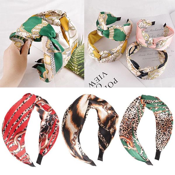 

hair accessories korean style chain print flower cross tie hairbands for women girls zebra pattern headbands band hoop