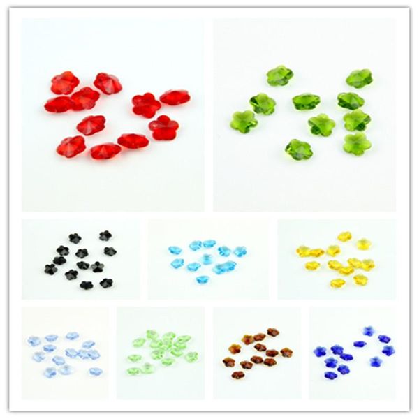 

chandelier crystal curtain beads 100pcs/lot 14mm mixed color glass plum flower in one hole