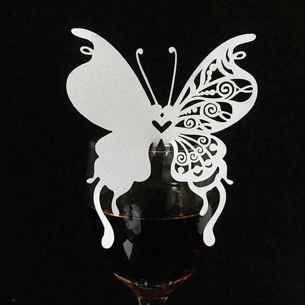 

other drinkware 50pcs butterfly art wine glass card cup table mark place name cards for wedding party event decors escort supply wholesale