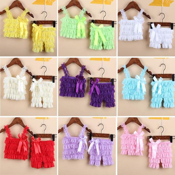 

toddler candy split rompers suit baby summer leopard satin costume girl lace sling sleeveless ruffle bow clothing set sets, White