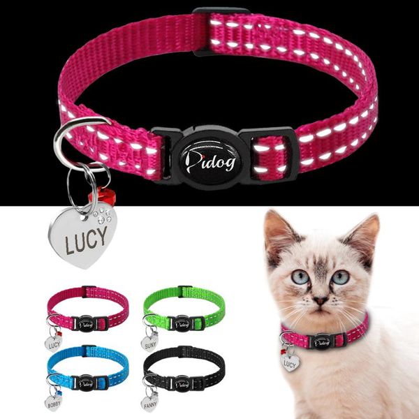 

cat collars & leads quick release collar reflective personalized puppy for small dog cats kitten doggy