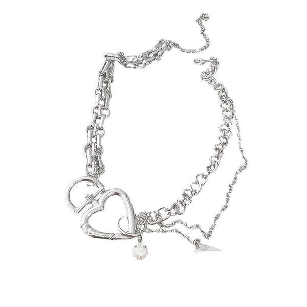 

pendant necklaces exaggerated fashion necklace love punk wind thick chain choker hip hop disco dancing clavicle female personality, Silver