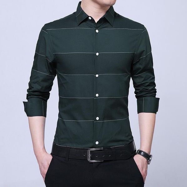 

men's casual shirts 2021 creative striped slim-fit shirt spring autumn pure cotton fashion long-sleeved, White;black