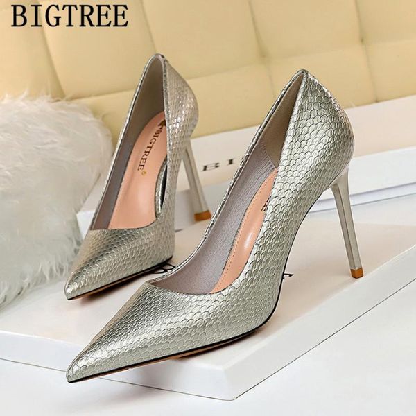 

dress shoes bigtree women office snake pattern stiletto heels big size 43 fetish high luxury designers, Black