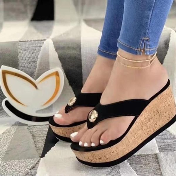 

dress shoes wedge slippers women 2021 summer female peep toe sandals fashion platform outdoor casual lady, Black