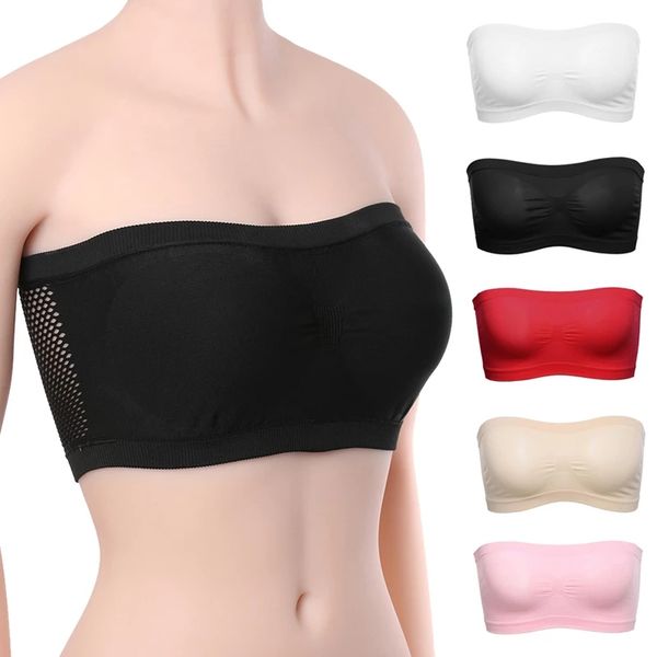 Intimates Tube Tops Sexy Lady Mulheres Sólido Strapless Elastic Boob Bandaau Bra Bra Lingerie Envoltório de Peito Top 2021 4 pcs