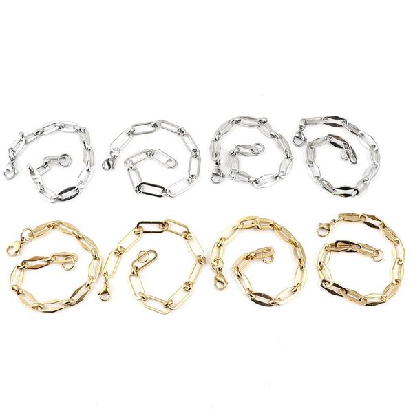 

link, chain fashion stainless steel polygonal oval connector bracelets hip-hop all-match bracelet jewelry for women man party gift 1 piece, Black