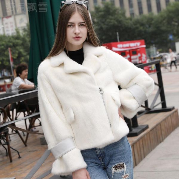 

women real coats genuine leather whole skin jackets women's & faux fur, Black