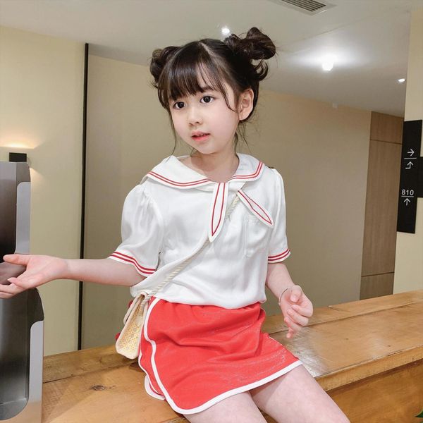 

summer baby clothes casual navy style white short sleeved t shirt cotton girls tshirts kids, Blue