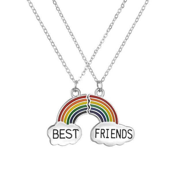 

pendant necklaces good luck series ~ friends drop oil rainbow cloud splicing boudoir lovers bff necklace clavicle chain penda, Silver
