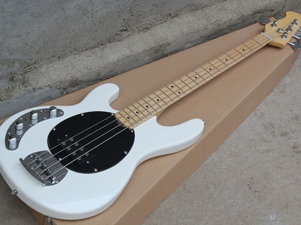 

four strings left hand electric bass white body maple fingerboard active