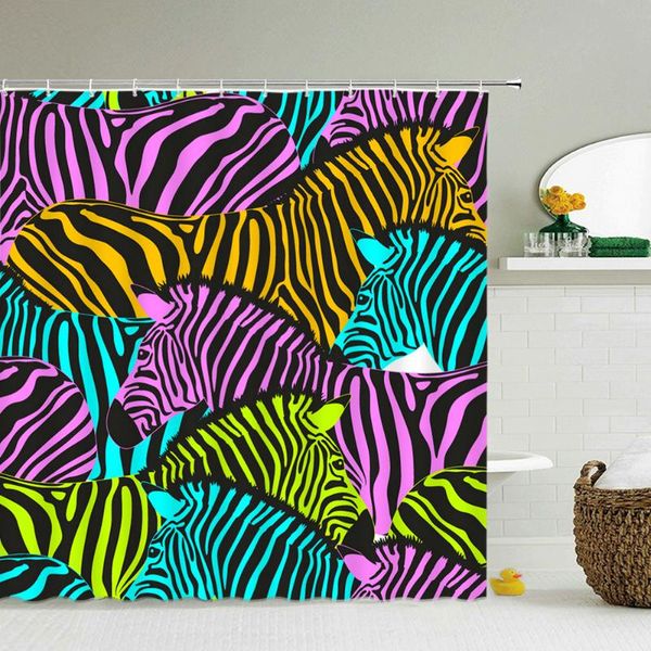 

shower curtains colorful zebra curtain with 12 hooks bathroom waterproof polyester fabric 180x180 partition bath screens