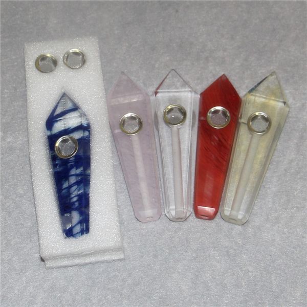 11 cm moderne benutzerdefinierte Rauchpfeifen natürlicher Amethyst-Kristall-Quarz-Tabakpfeife Stabheilung Handpfeifen Zubehör Glas Nektar DHL
