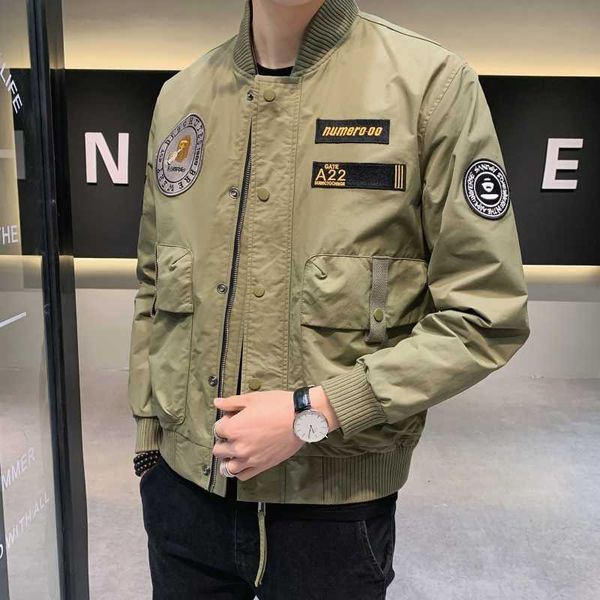 

mens bomber jacket spring autumn casual windbreaker hip hop harajuku streetwear male zipper jacket coat outwear men clothing 210527, Black;brown