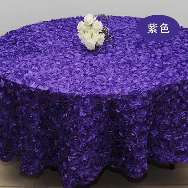 

white 2.6 m wedding round table cloth overlays 3d rose flower tablecloths decoration supplier 7 colors