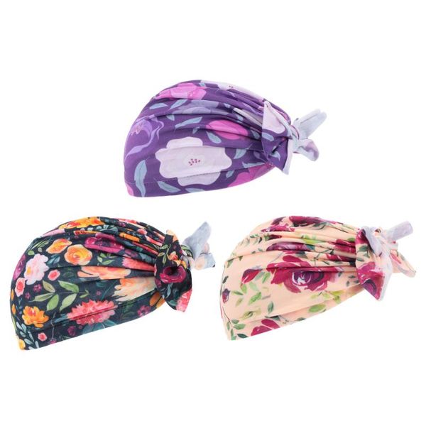 

cycling caps & masks 3pcs kids printed bowknot turban hat delicate colorful, Black