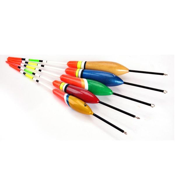 

fishing accessories 5 pcs multi-size wooden float widening tail vivid color jt-drop ship