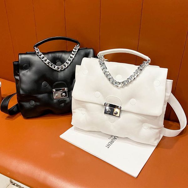 

luxury women handbag winter pillow bag soft eiderdown waterproof leather crossbody bag female cotton clutches shoulder bag mmm