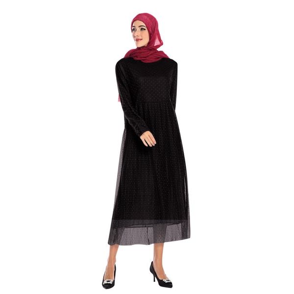 

donsignet muslim dress fashion middle east eid dubai abaya turkey plus size polka dot mesh women ethnic clothing, Red