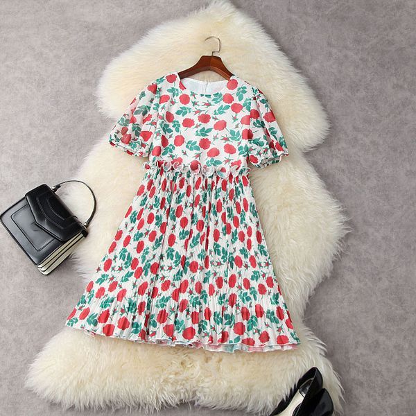 

casual dresses summer short sleeve round neck multicolor floral print chiffon pleated ruffle detail mini dress elegant 21a062023 olxr, Black;gray