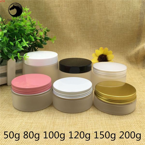 30 PZ 50 ML 100 ML 150 ML 200 ML Bottiglie di plastica vuote satinate Vaso Serbatoio Pentola Oro Rosa Tappo in alluminio Contenitori cosmetici buona quantità