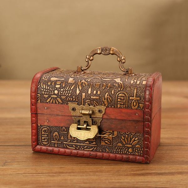 

gift wrap retro small wooden box chinese style with lock jewelry ancient packaging treasure ornaments