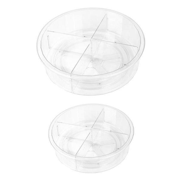 

storage bottles & jars 9/12 inch round clear 360 rotation cabinet organizer with dividers turntable plastic container spice rack