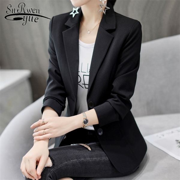 Koreanische Mode Kleidung Casual Weiß Schwarz Jacke Schlank Langarm Outwear Herbst Gewinner Frauen 5029 80 210521
