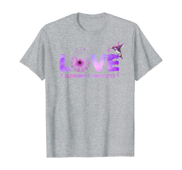 

love sunflower hummingbird alzheimer's awareness gifts t-shirt, White;black