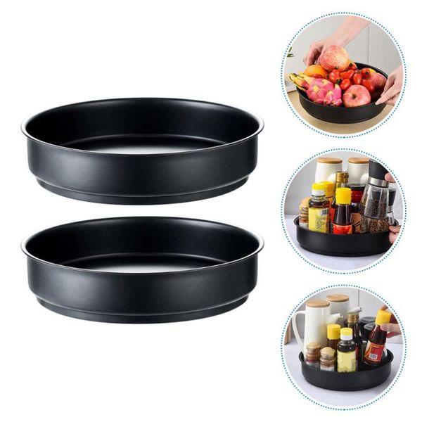 

storage boxes & bins 2pcs kitchen holders rotatable seasoning racks (black)