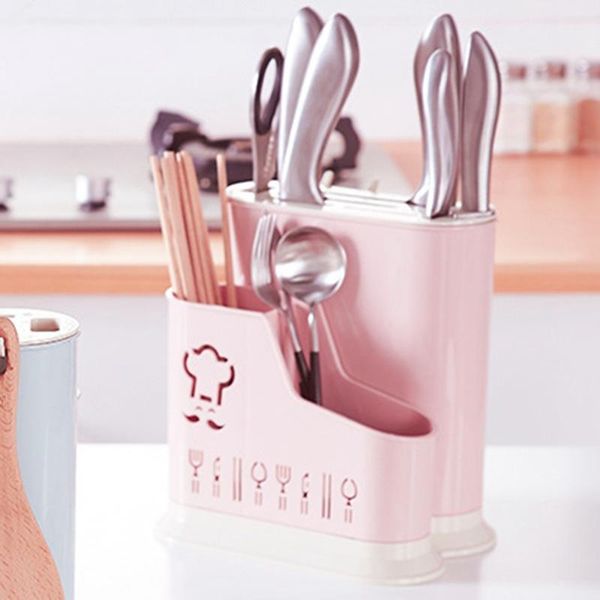 

storage bottles & jars multifunction cartoon kitchen knife holder plastic spoon fork chopsticks knives rack organizer block