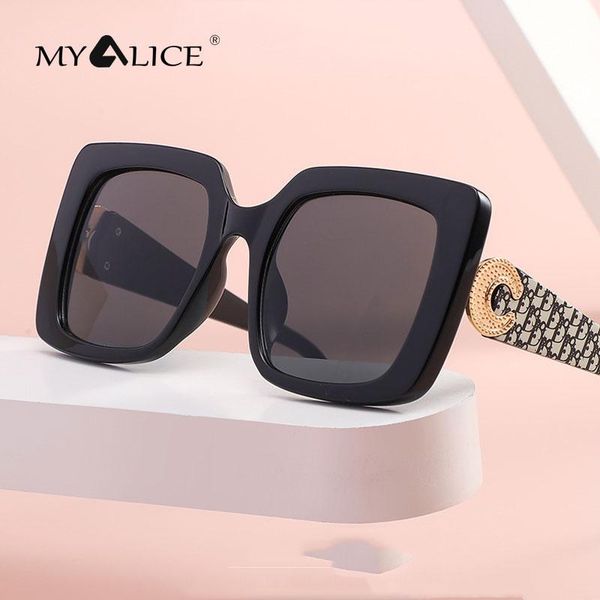 

sunglasses myalice women men oversized fashion retro letter pattern thick temples eyeglasses trend luxury outdoor tourism uv400, White;black