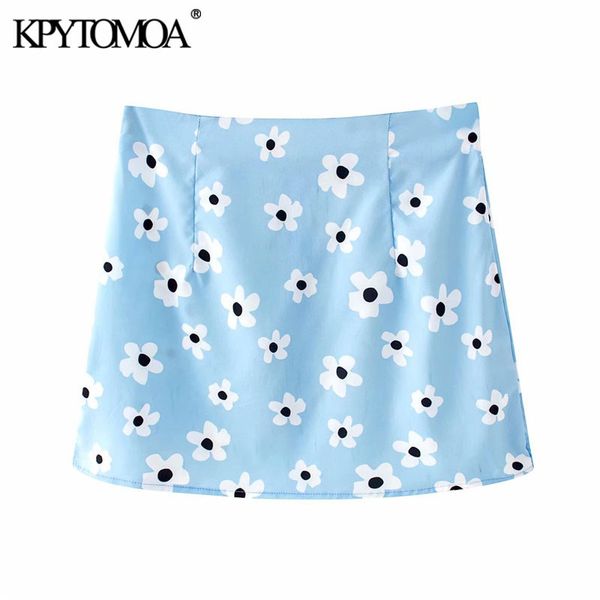 

women sweet fashion floral print mini skirt vintage a line back zipper summer beach female skirts faldas mujer 210416, Black