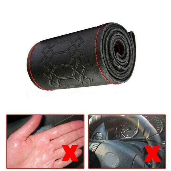 

steering wheel covers cover 1pc black car diy four seasons leather