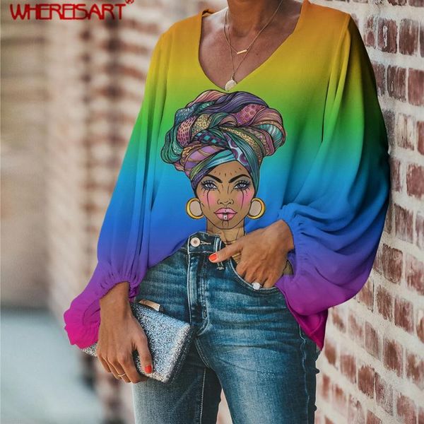 

blouse african women afro girls magic gradient shirts female loose plus size soft lady mujer women's blouses &, White