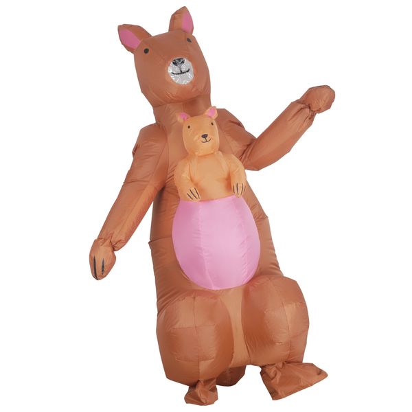 Fato de boneca de mascote Novo animal Canguru Brown e Bebê Fato de Halloween Presentes Bonitos Presentes Infláveis ​​Trajes para Mulher Adulto Mulheres