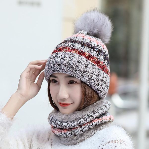 

women winter solid knitted scarf set snood neck beanie hat easy scarves cashmere warm fur cap wool collars scarfs for kid 9 outdoor hats, Black;white