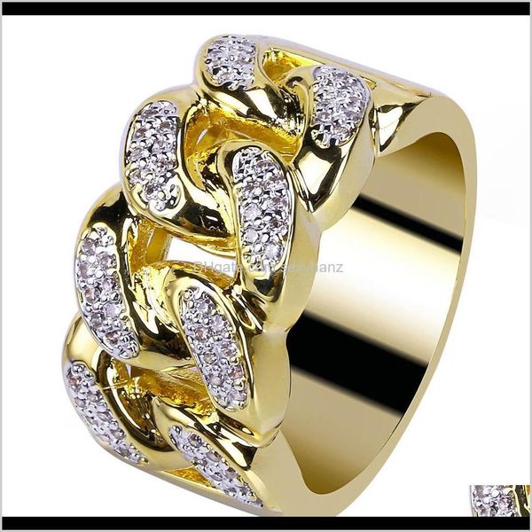 

cluster rings drop delivery 2021 zircon hiphop with gold-plated chain hip-hop jewelry ring selling in europe and america avhlb, Golden;silver