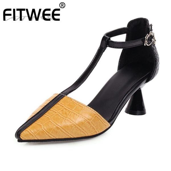 

women sandals fashion stone pattern summer shoes metal buckle office lady high heel footwear size 32-48, Black